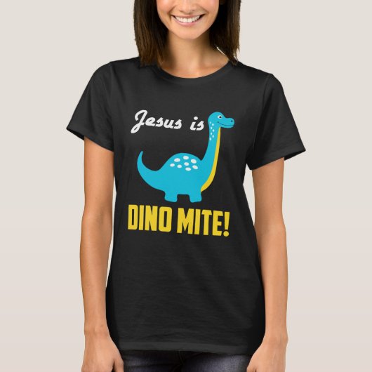 Cool Graphic T - shirts Jesus Is Dino Mite (Voorkant)