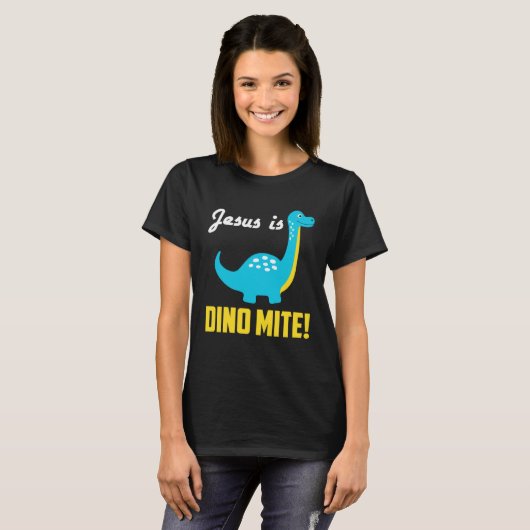 Cool Graphic Tees  Jesus Is Dino Mite (Voorkant volledig)