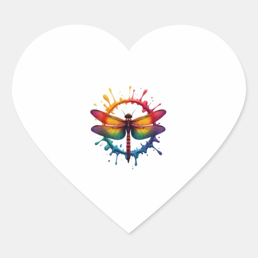 Cool Graphic Tie Dye Sunglasses Dragonfly Illustra Hart Sticker (Voorkant)