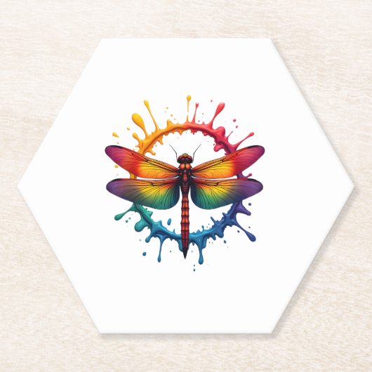 Cool Graphic Tie Dye Sunglasses Dragonfly Illustra Kartonnen Onderzetters (Voorkant)