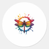 Cool Graphic Tie Dye Sunglasses Dragonfly Illustra Ronde Sticker (Voorkant)