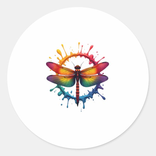 Cool Graphic Tie Dye Sunglasses Dragonfly Illustra Ronde Sticker (Voorkant)