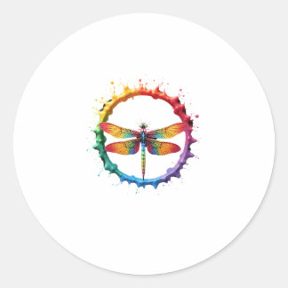 Cool Graphic Tie Dye Sunglasses Dragonfly Illustra Ronde Sticker