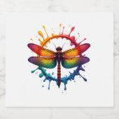 Cool Graphic Tie Dye Sunglasses Dragonfly Illustra Sparkling Wijnetiket (Enkel label)