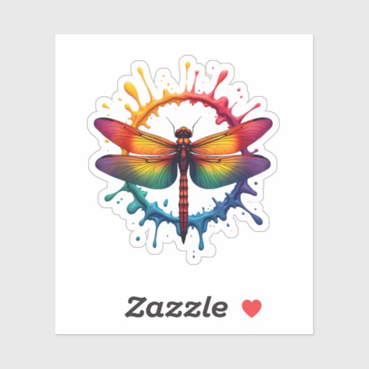 Cool Graphic Tie Dye Sunglasses Dragonfly Illustra Sticker (Vel)