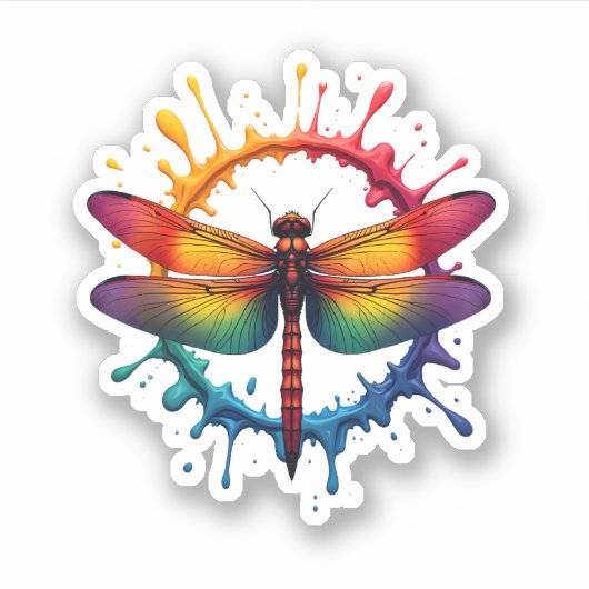 Cool Graphic Tie Dye Sunglasses Dragonfly Illustra Sticker (Voorkant)