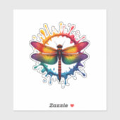 Cool Graphic Tie Dye Sunglasses Dragonfly Illustra Sticker (Vel)