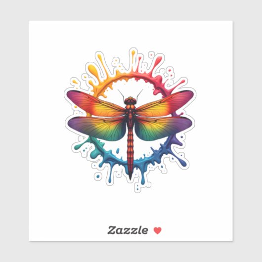 Cool Graphic Tie Dye Sunglasses Dragonfly Illustra Sticker (Vel)