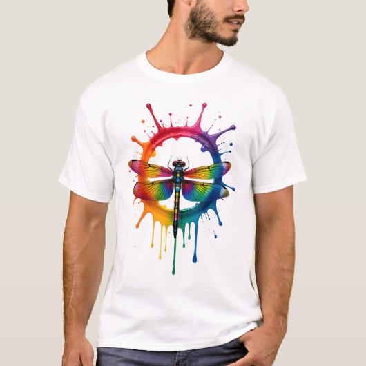 Cool Graphic Tie Dye Sunglasses Dragonfly Illustra T-shirt (Voorkant)
