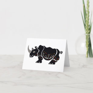 Cool graphic Zwart RHINOCEROS - Wildlife - Natuur Bedankkaart