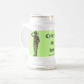 Cool grappige cyborg soldaat bier mok design (Voorkant links)