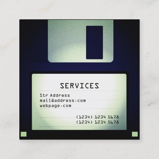 Cool grappige diskettestation vierkante visitekaartje (Achterkant)