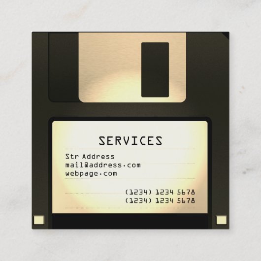 Cool grappige diskettestation vierkante visitekaartje (Achterkant)