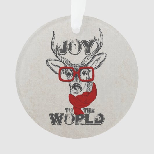 Cool grappige hertenschets "Joy to World", citaat Ornament (voorkant)