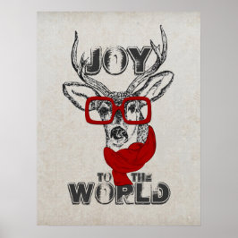 Cool grappige hertenschets "Joy to World", citaat Poster