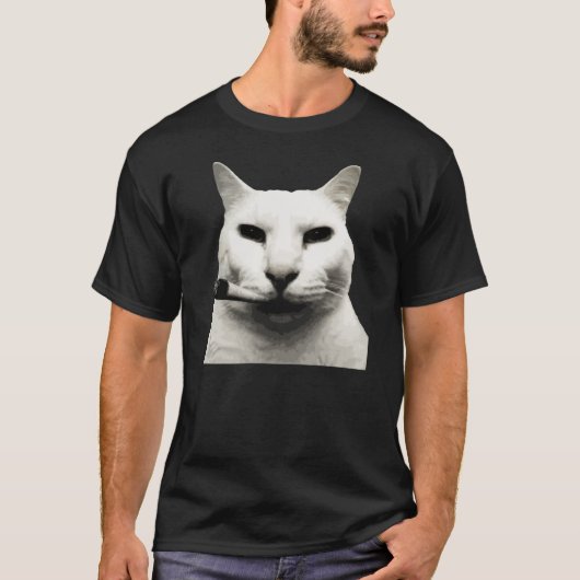 Cool Grappige Kat Meme Rokt Sigaret Kat T-shirt (Voorkant)