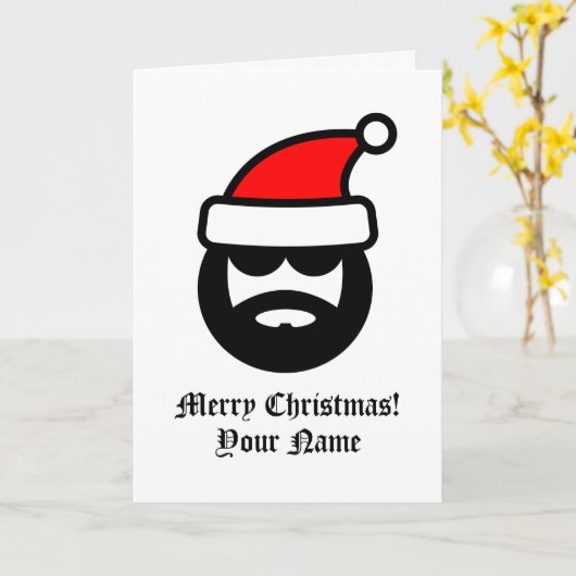 Cool grappige kerstman cartoon kerst kaart (Gele Bloem)