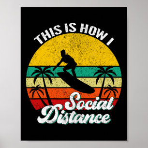 Cool Grappige Retro Zonsondergang Vintage Surfen S Poster