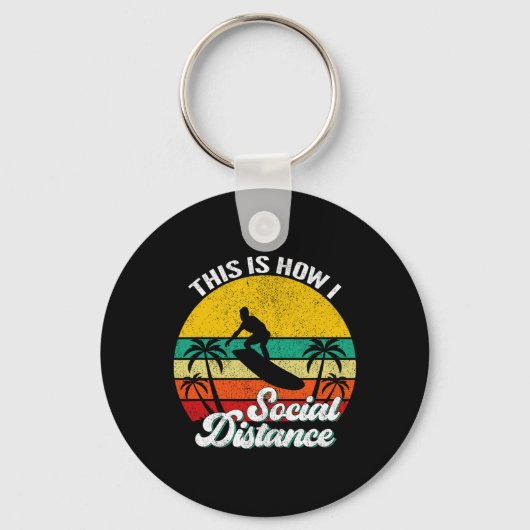 Cool Grappige Retro Zonsondergang Vintage Surfen S Sleutelhanger (Voorkant)