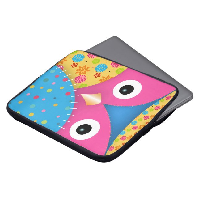 Cool grappige trenduizuts op bloemenpols laptop sleeve (Voorkant top)