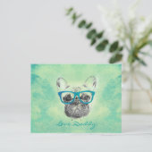 Cool grappige trendy bulldog puppy briefkaart (Staand voorkant)
