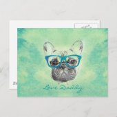 Cool grappige trendy bulldog puppy briefkaart (Voorkant / Achterkant)