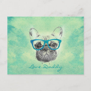 Cool grappige trendy  bulldog puppy briefkaart