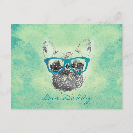 Cool grappige trendy bulldog puppy briefkaart (Voorkant)