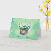 Cool grappige trendy bulldog puppy kaart (Gele Bloem)