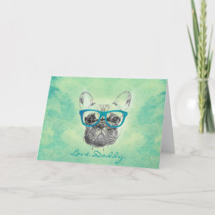 Cool grappige trendy bulldog puppy kaart