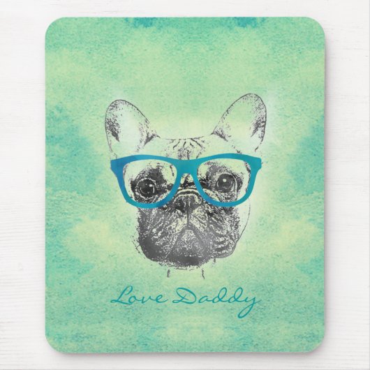 Cool grappige trendy  bulldog puppy muismat (Voorkant)