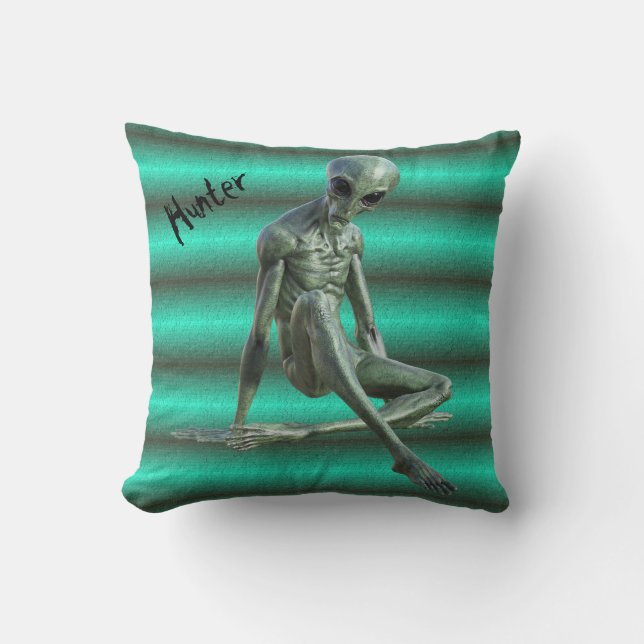 Cool Gray Alien Pillow Kussen (Voorkant)