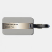 Cool Gray Faux Metal Stripe Bold Monogram Bagagelabel (Achterkant horizontaal)