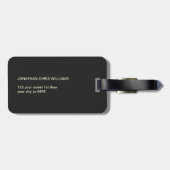 Cool Gray Faux Metal Stripe Bold Monogram Bagagelabel (Achterkant horizontaal)