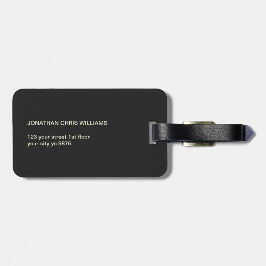 Cool Gray Faux Metal Stripe Bold Monogram Bagagelabel (Achterkant horizontaal)