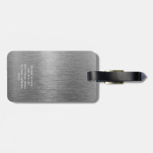 Cool Gray Faux Metal Stripe Bold Monogram Bagagelabel (Achterkant horizontaal)