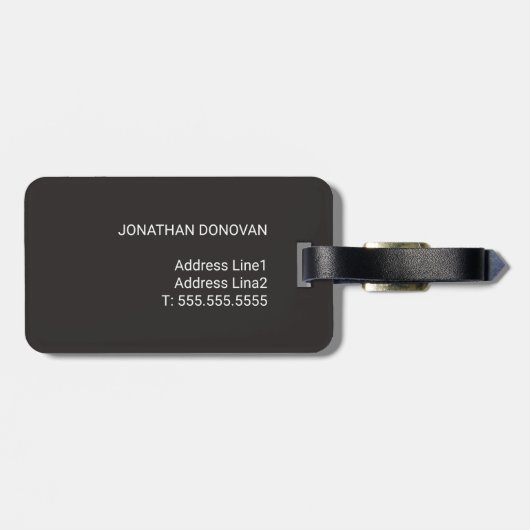 Cool Gray Faux Metal Stripe Monogram Bagagelabel (Achterkant horizontaal)