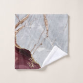Cool Gray Gold Burgundy Marble Stone Bad Handdoek (Wasdoekje)