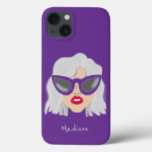 Cool Gray-Haired Woman with Glasses Custom Name Case-Mate iPhone Case (Achterkant)