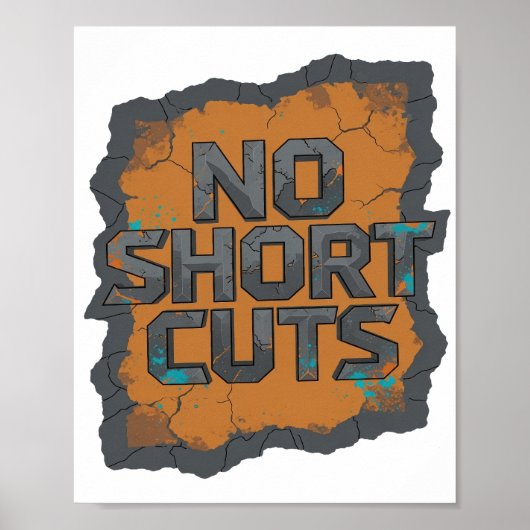Cool Gray NO SHORT CUTS 3D Tekst Kunst Poster (Voorkant)