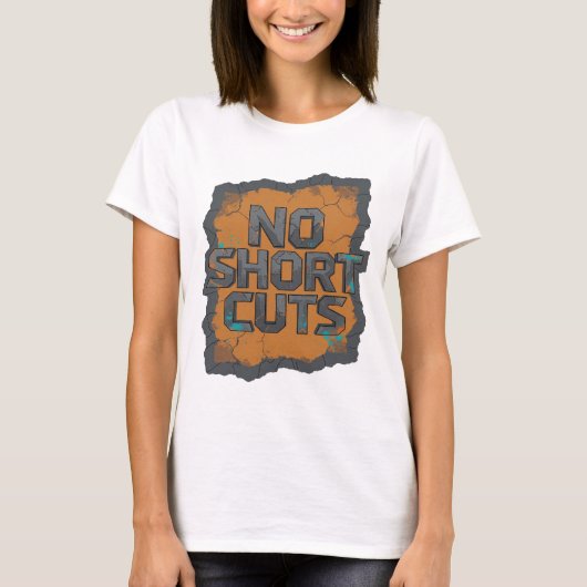 Cool Gray NO SHORT CUTS 3D-tekstkunst T-shirt (Voorkant)
