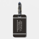 Cool Gray White Striped Monogram Bagagelabel (Achterkant verticaal)