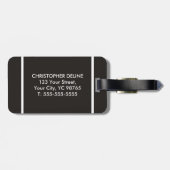 Cool Gray White Striped Monogram Bagagelabel (Achterkant horizontaal)