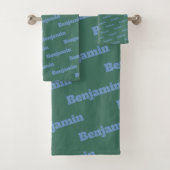 Cool Green and Blue Personalized Name Pattern Bad Handdoek (Insitu)