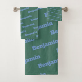 Cool Green and Blue Personalized Name Pattern Bad Handdoek