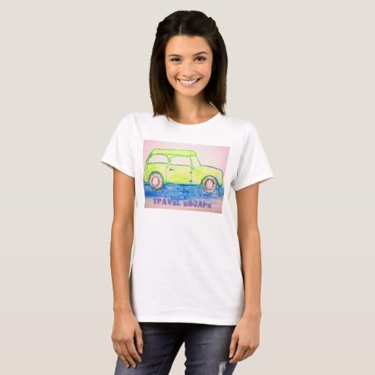 Cool Green Auto reizen ontsnappen T-shirt (Voorkant volledig)