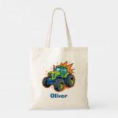 Cool Green Boerderij Tractor Tote Bag (Achterkant)