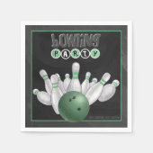 Cool Green Bowling Party Paper Napkins Servetten (Voorkant)
