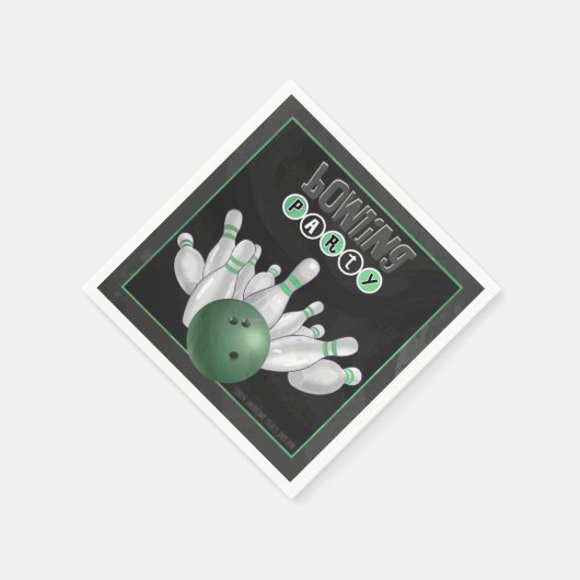 Cool Green Bowling Party Paper Napkins Servetten (Hoek)