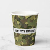 Cool Green Camo Happy Birthday Custom Age Papieren Bekers (Voorkant)